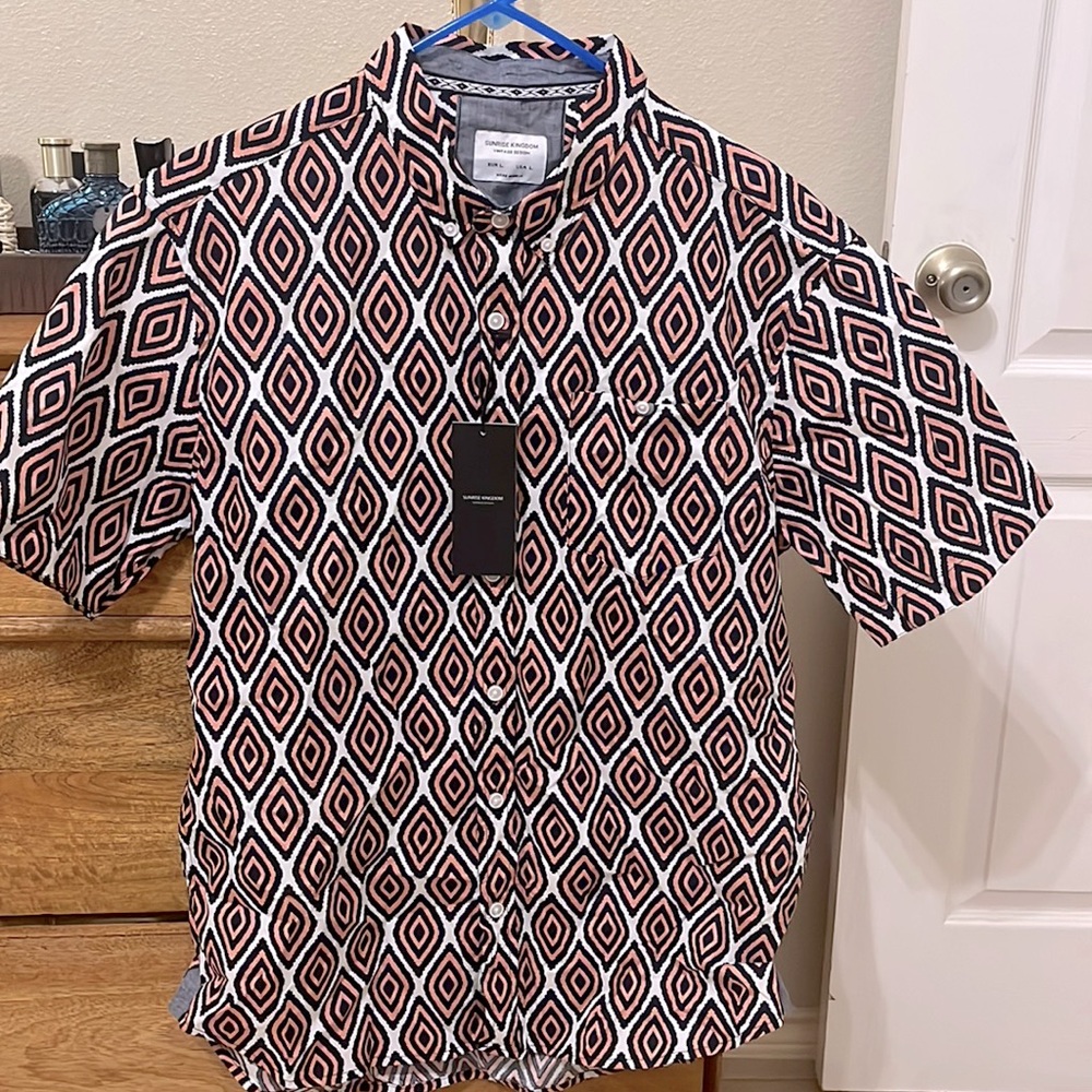 Vintage style men’s short sleeve shirt - 100% cotton size large New with tags